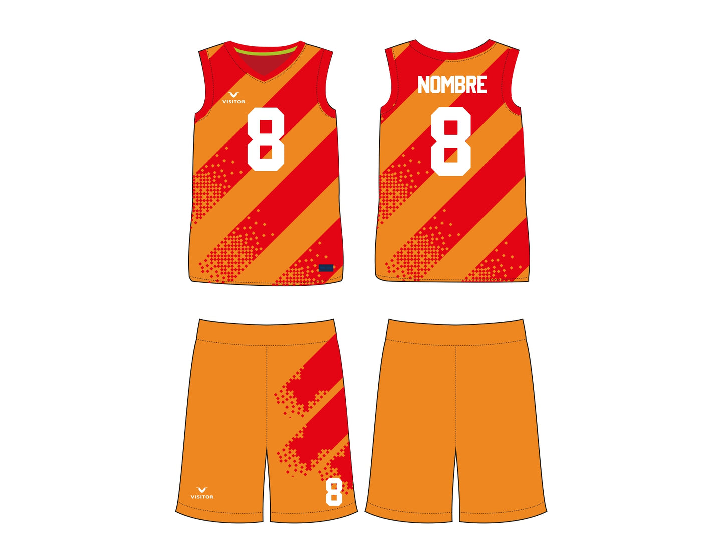 Uniforme Basquetbol naranja / rojo